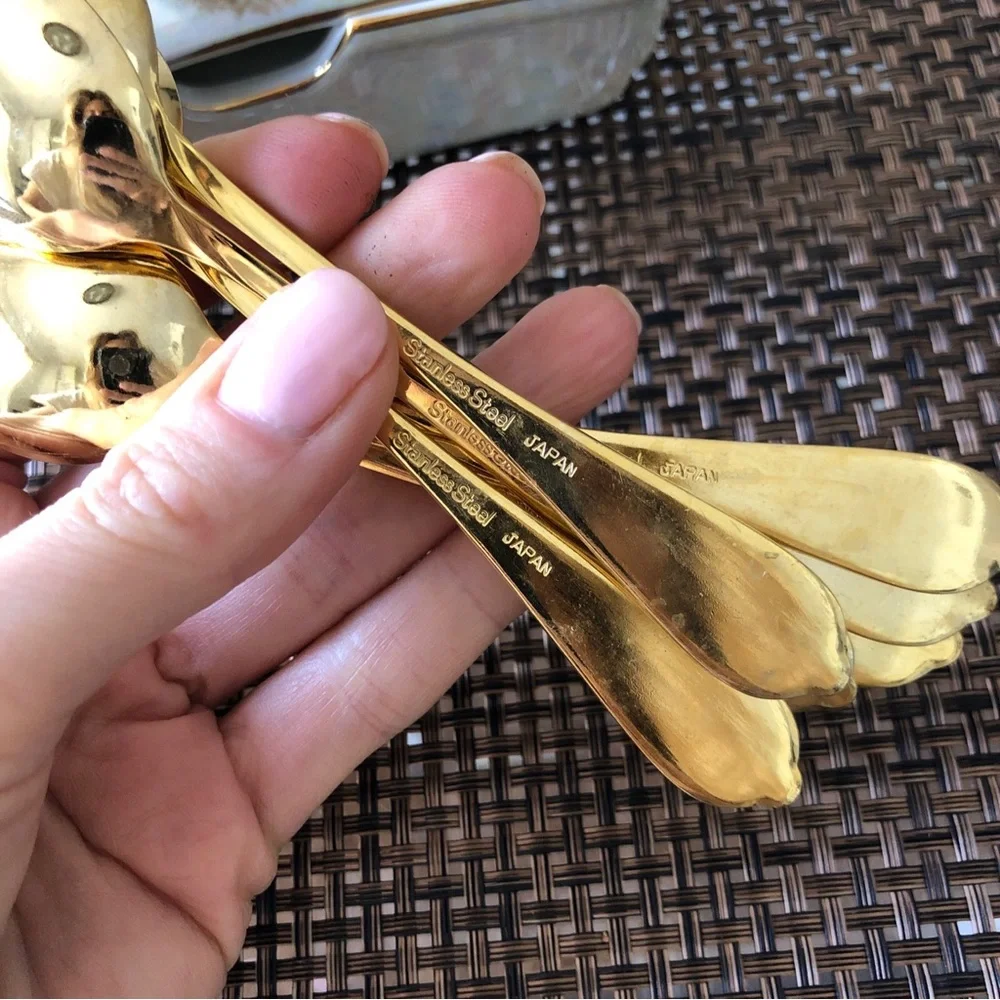 Gold and Floral Spoons with Decorative Box